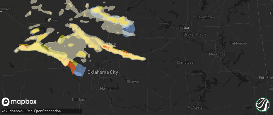 Hail map in Chandler, OK on June 26, 2026