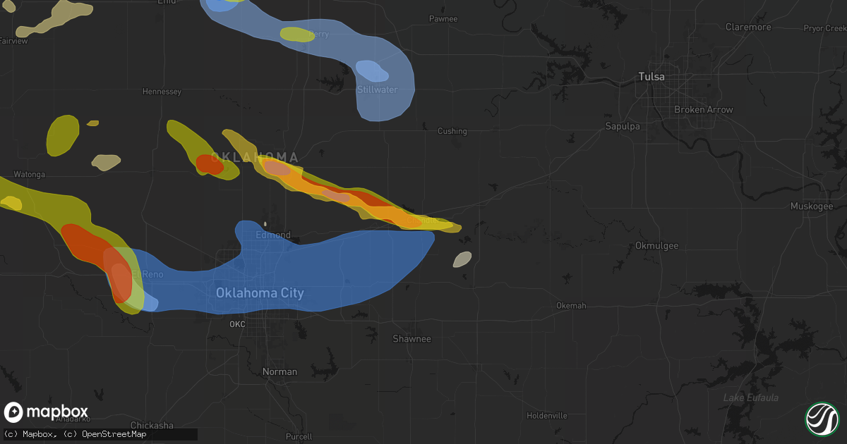 Hail map in Chandler, OK on June 26, 2026