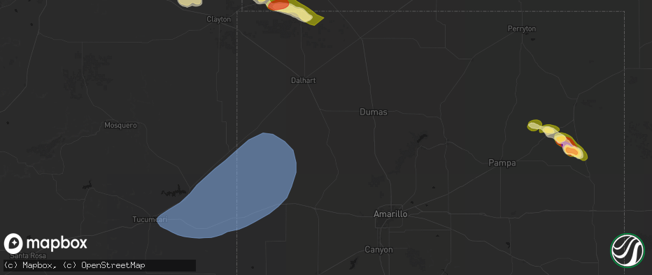 Hail map in Channing, TX on June 26, 2026