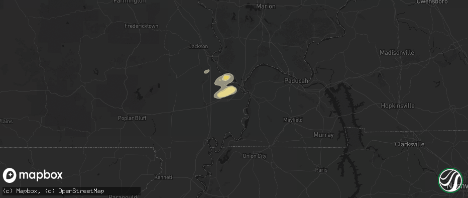 Hail map in Charleston, MO on June 26, 2026