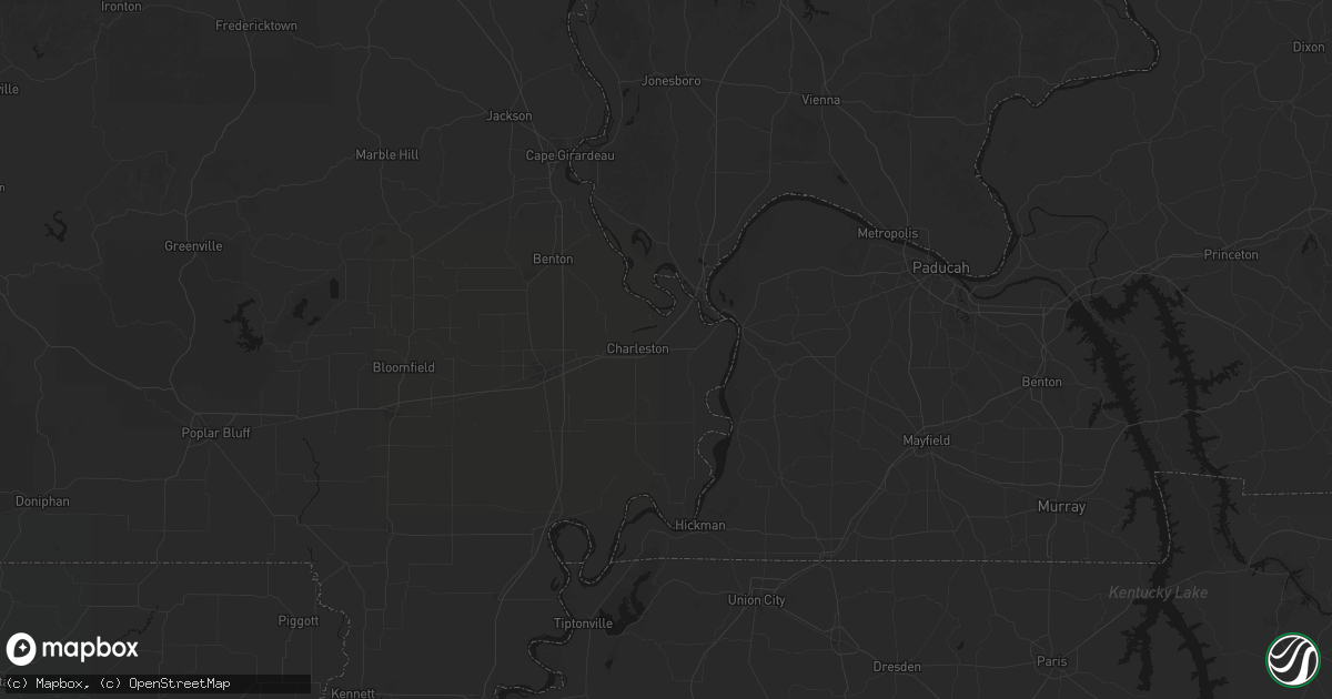Hail map in Charleston, MO on June 26, 2026