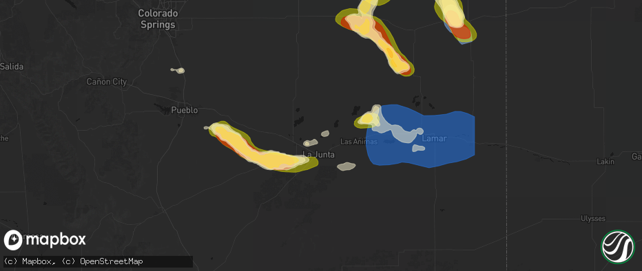 Hail map in Cheraw, CO on June 26, 2026