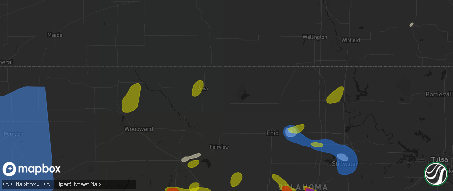Hail map in Cherokee, OK on June 26, 2026