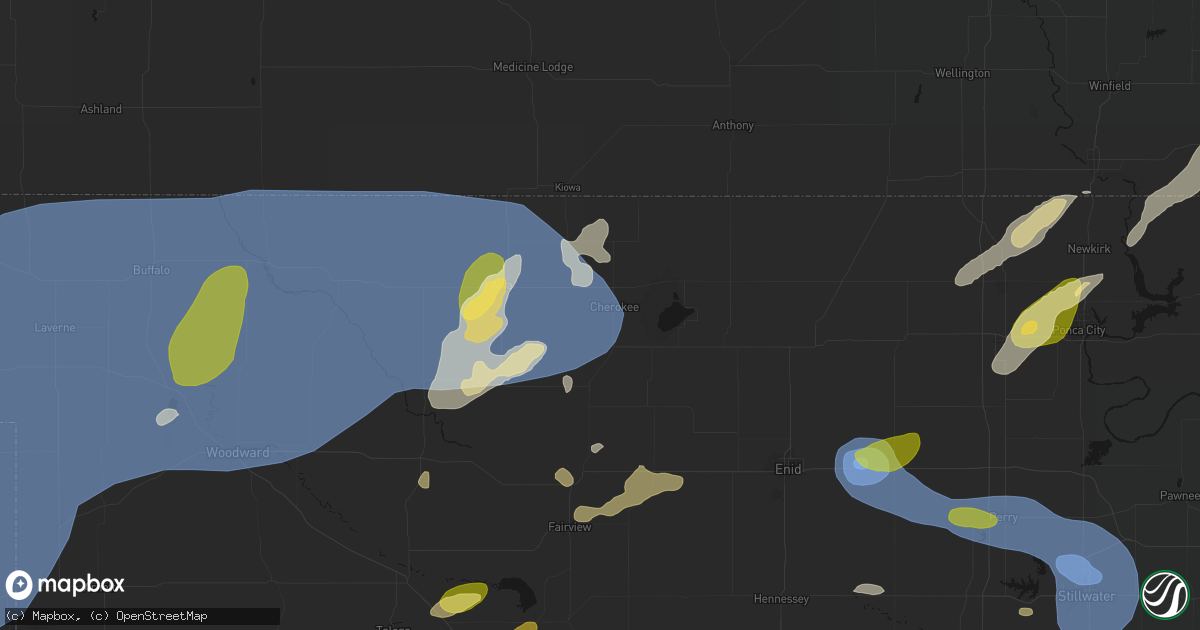 Hail map in Cherokee, OK on June 26, 2026