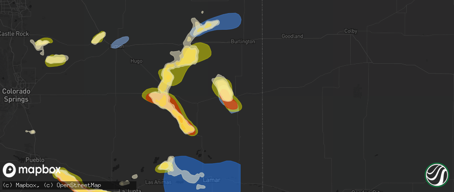 Hail map in Cheyenne Wells, CO on June 26, 2026
