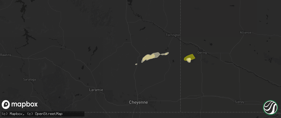 Hail map in Chugwater, WY on June 26, 2026