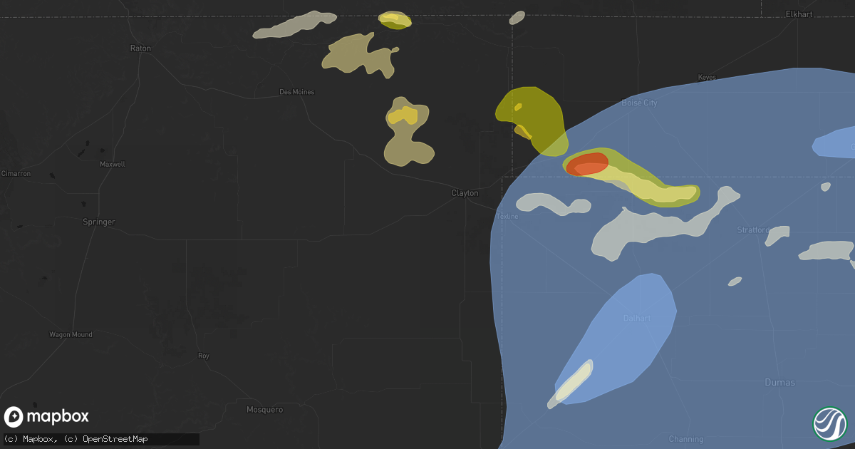 Hail map in Clayton, NM on June 26, 2026