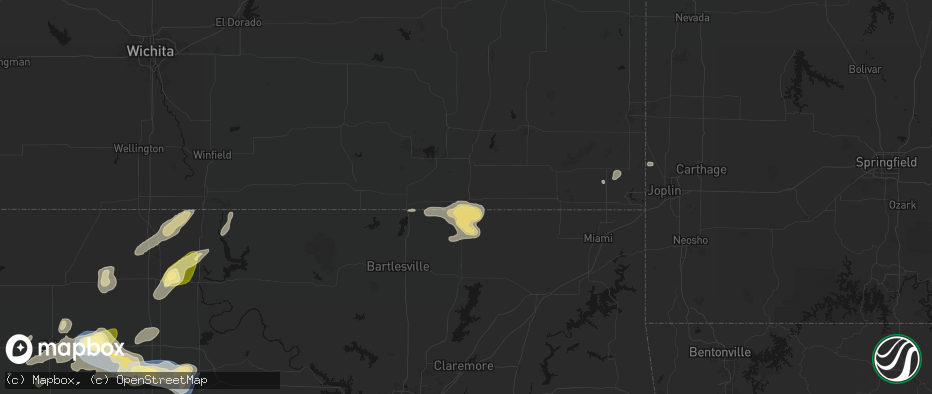 Hail map in Coffeyville, KS on June 26, 2026