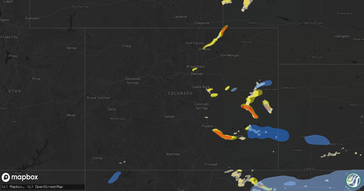 Hail map in Colorado on June 26, 2026