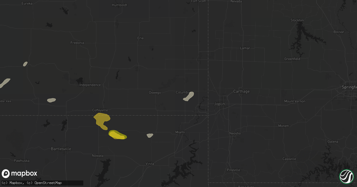 Hail map in Columbus, KS on June 26, 2026