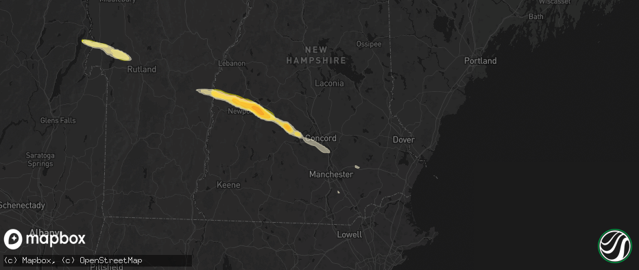 Hail map in Concord, NH on June 26, 2026
