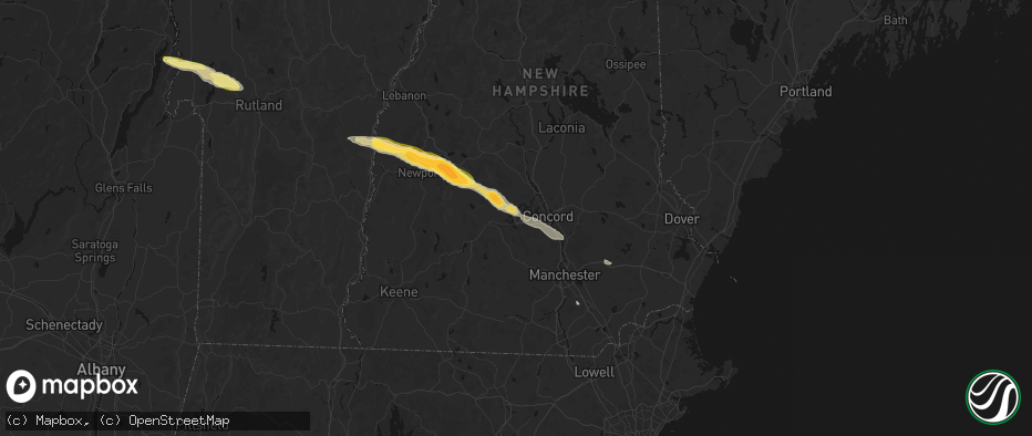 Hail map in Contoocook, NH on June 26, 2026