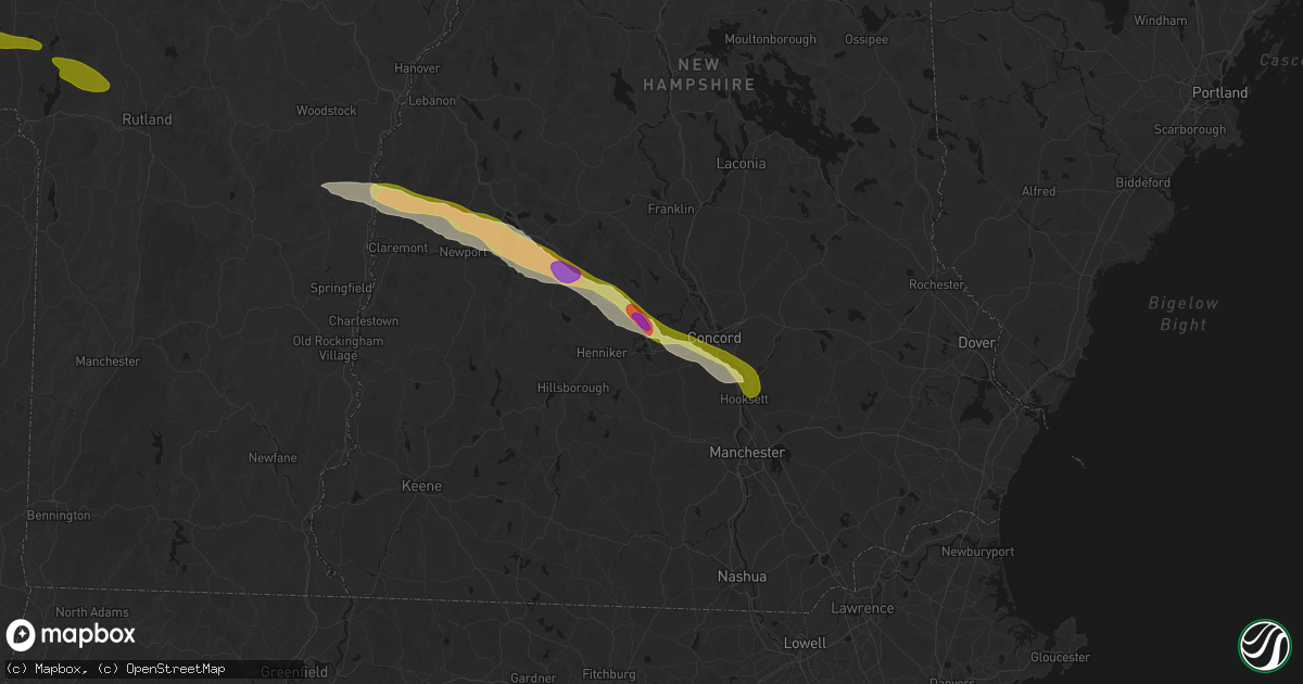 Hail map in Contoocook, NH on June 26, 2026