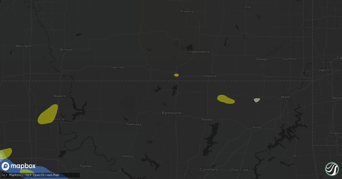 Hail map in Copan, OK on June 26, 2026