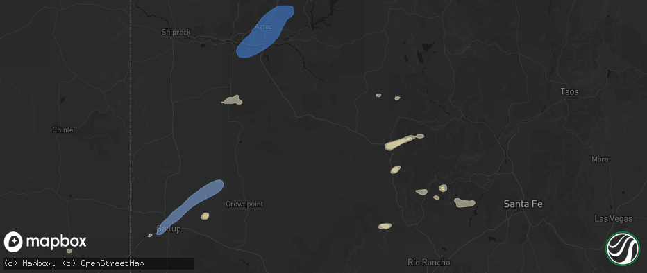 Hail map in Counselor, NM on June 26, 2026