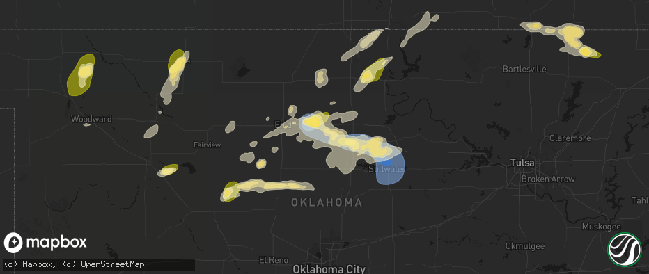 Hail map in Covington, OK on June 26, 2026