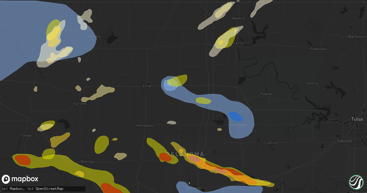 Hail map in Covington, OK on June 26, 2026