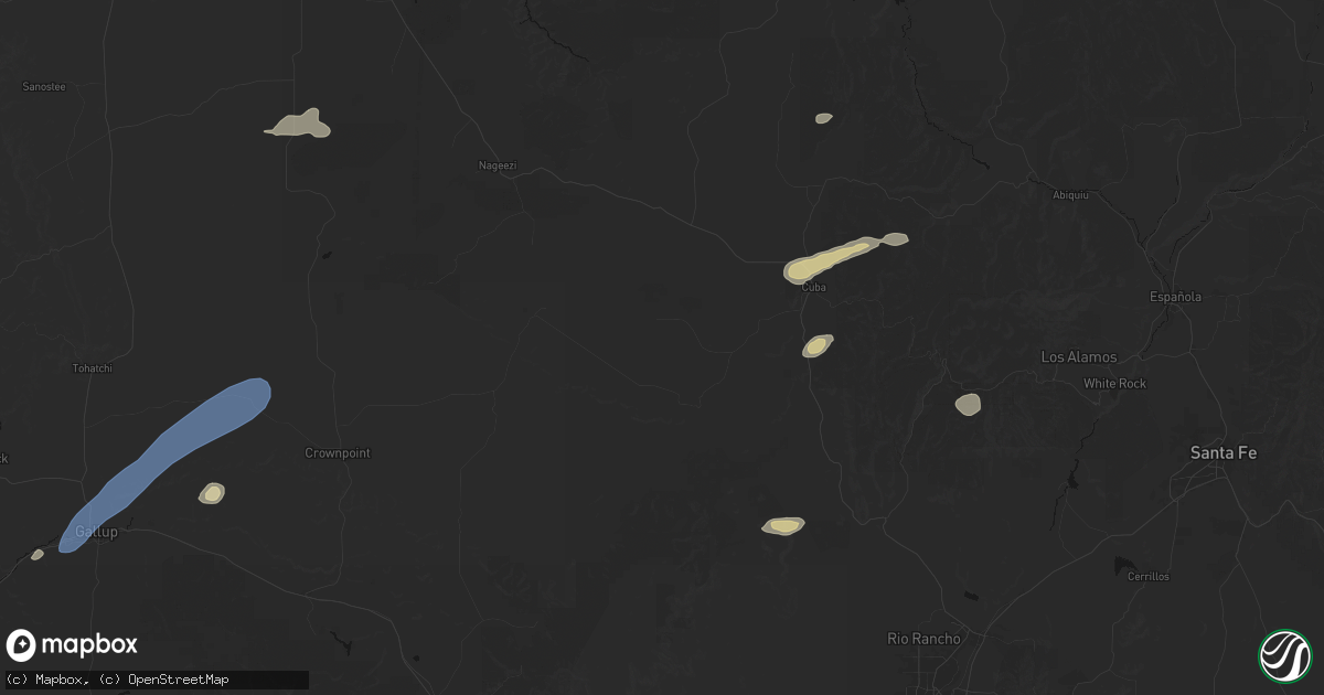 Hail map in Cuba, NM on June 26, 2026