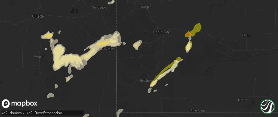 Hail map in Custer, SD on June 26, 2026