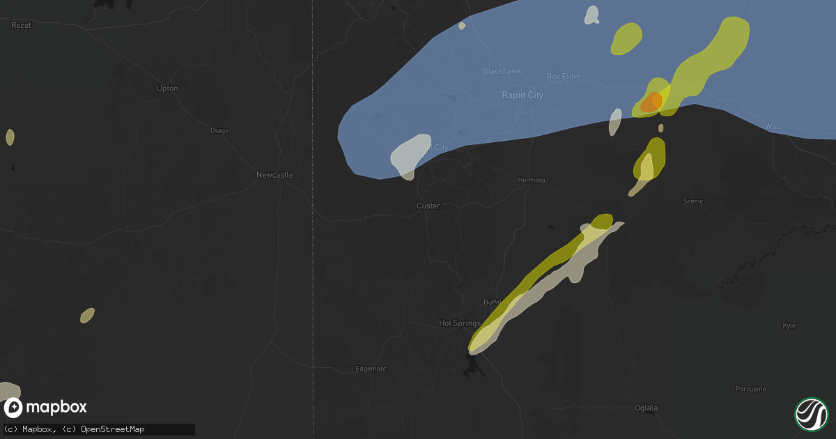 Hail map in Custer, SD on June 26, 2026
