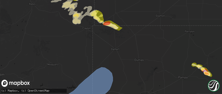 Hail map in Dalhart, TX on June 26, 2026