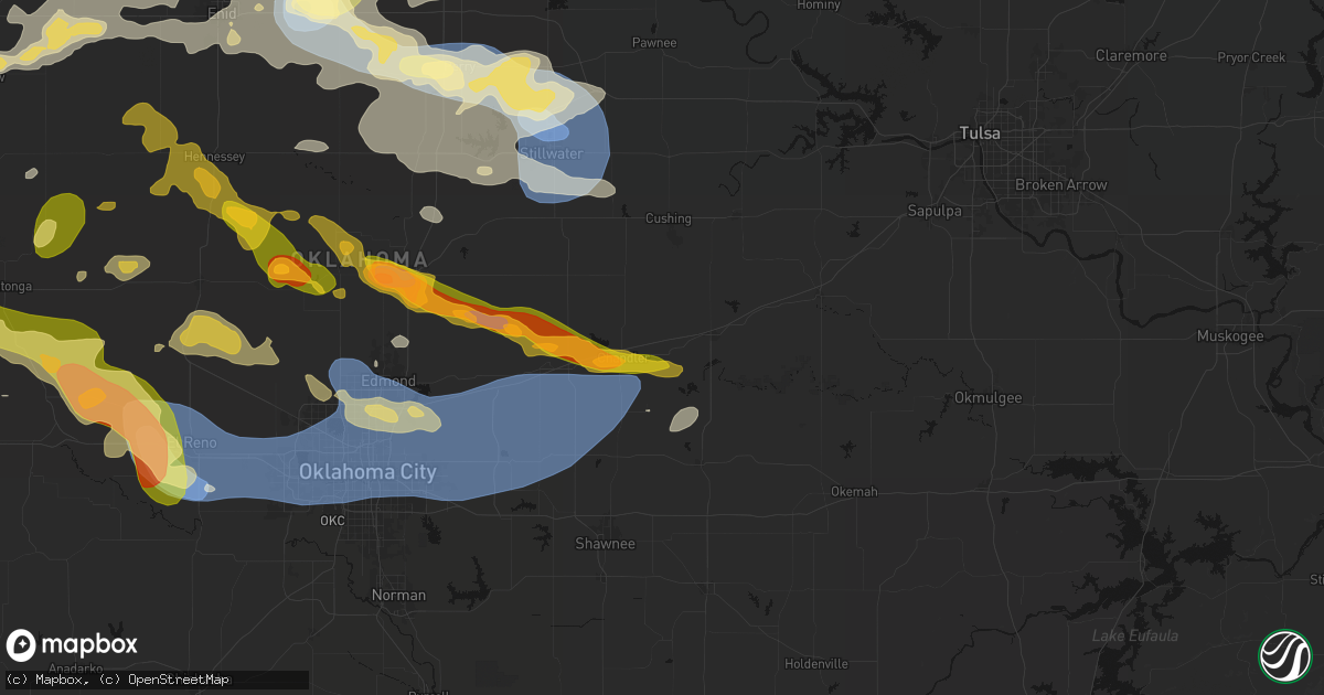 Hail map in Davenport, OK on June 26, 2026
