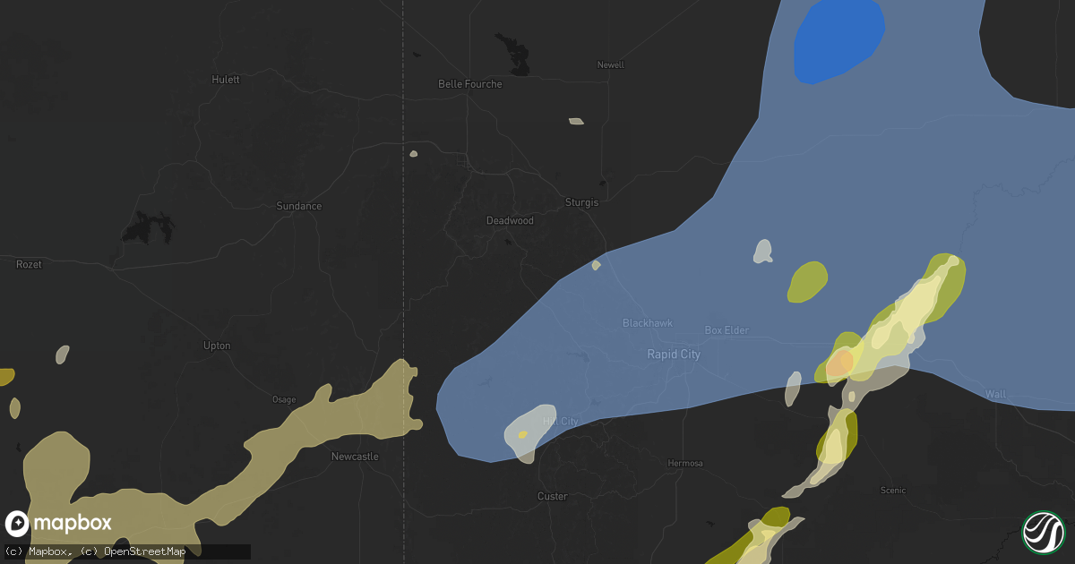 Hail map in Deadwood, SD on June 26, 2026