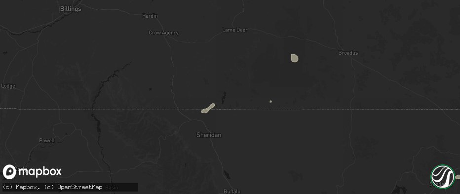 Hail map in Decker, MT on June 26, 2026