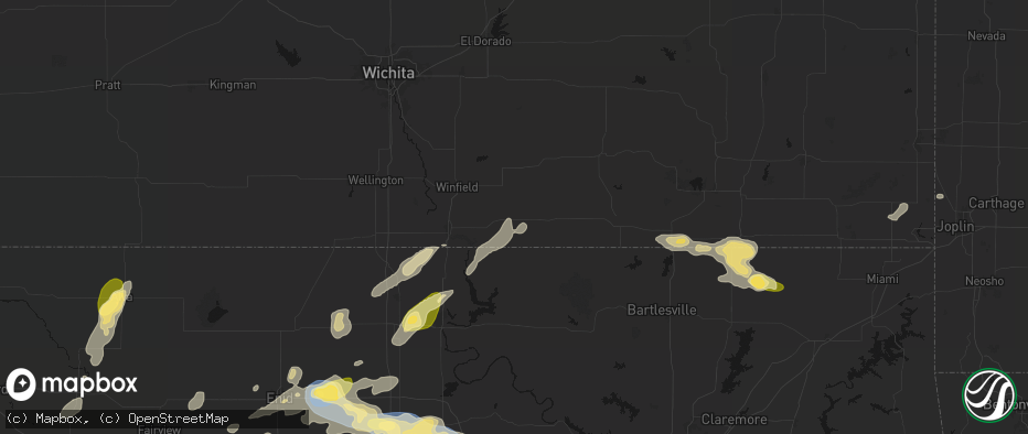 Hail map in Dexter, KS on June 26, 2026