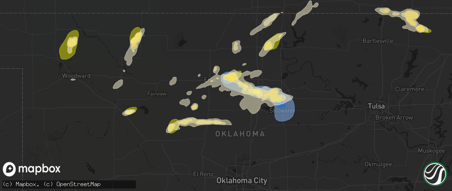 Hail map in Douglas, OK on June 26, 2026