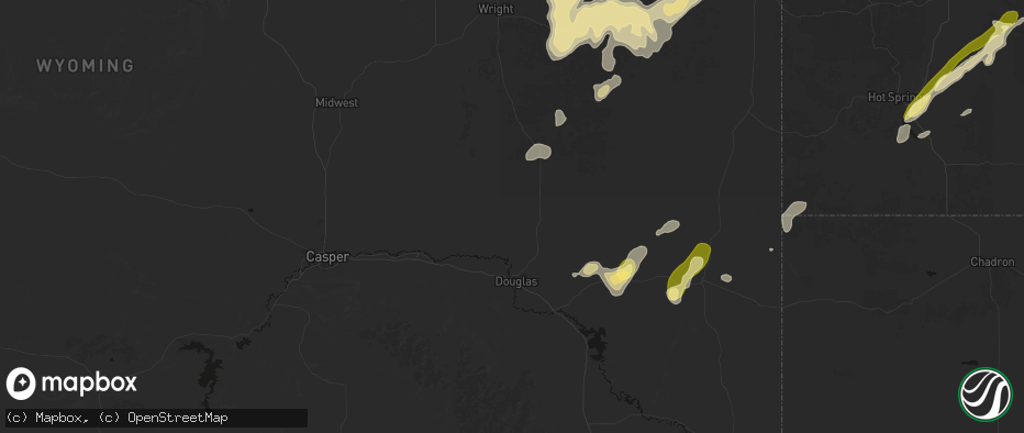 Hail map in Douglas, WY on June 26, 2026