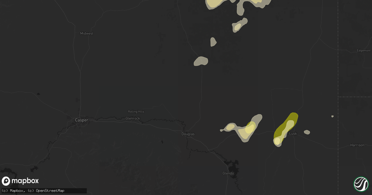Hail map in Douglas, WY on June 26, 2026