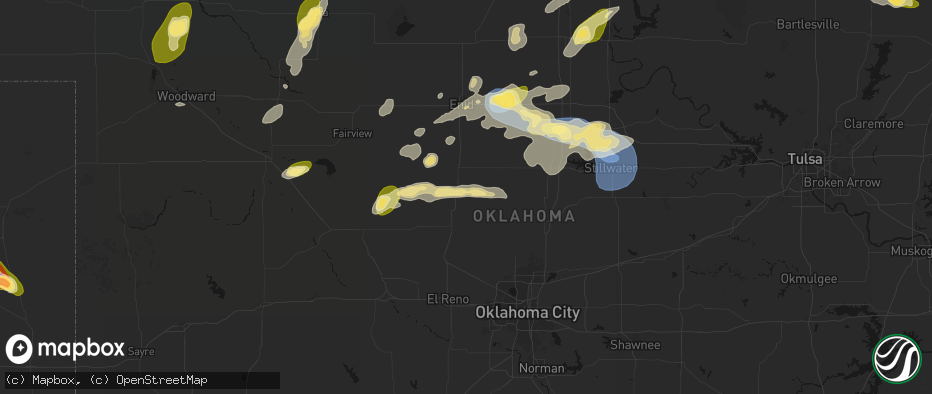 Hail map in Dover, OK on June 26, 2026