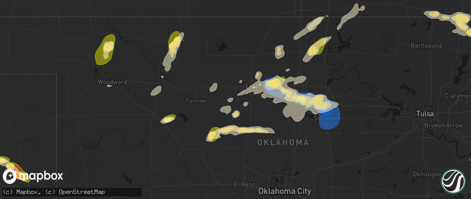 Hail map in Drummond, OK on June 26, 2026