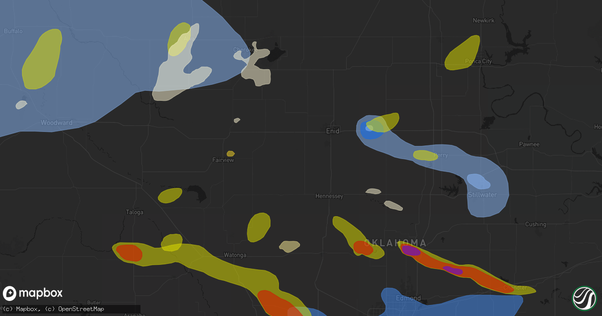 Hail map in Drummond, OK on June 26, 2026