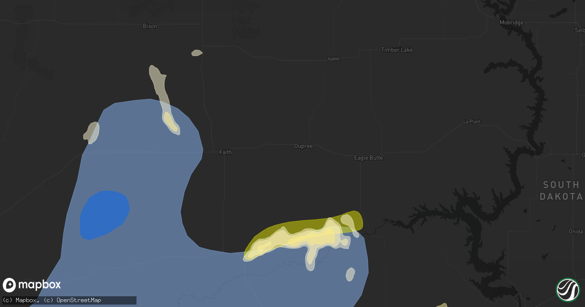 Hail map in Dupree, SD on June 26, 2026
