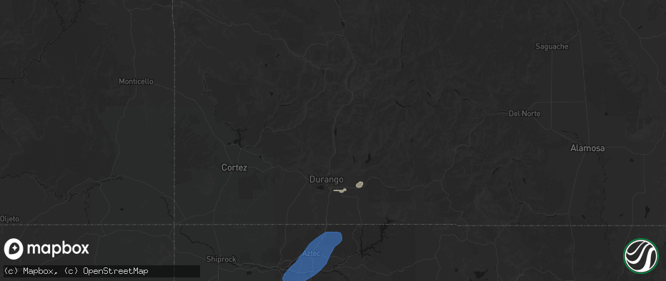 Hail map in Durango, CO on June 26, 2026