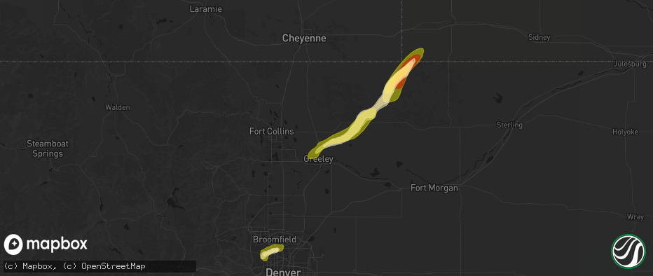 Hail map in Eaton, CO on June 26, 2026
