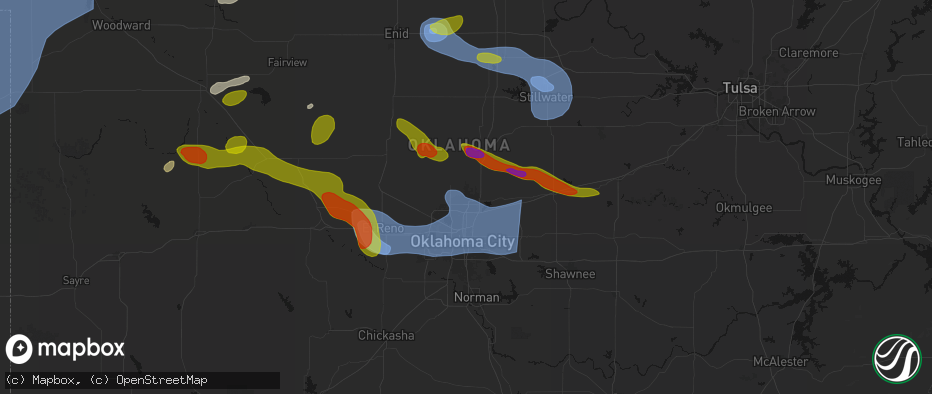 Hail map in Edmond, OK on June 26, 2026