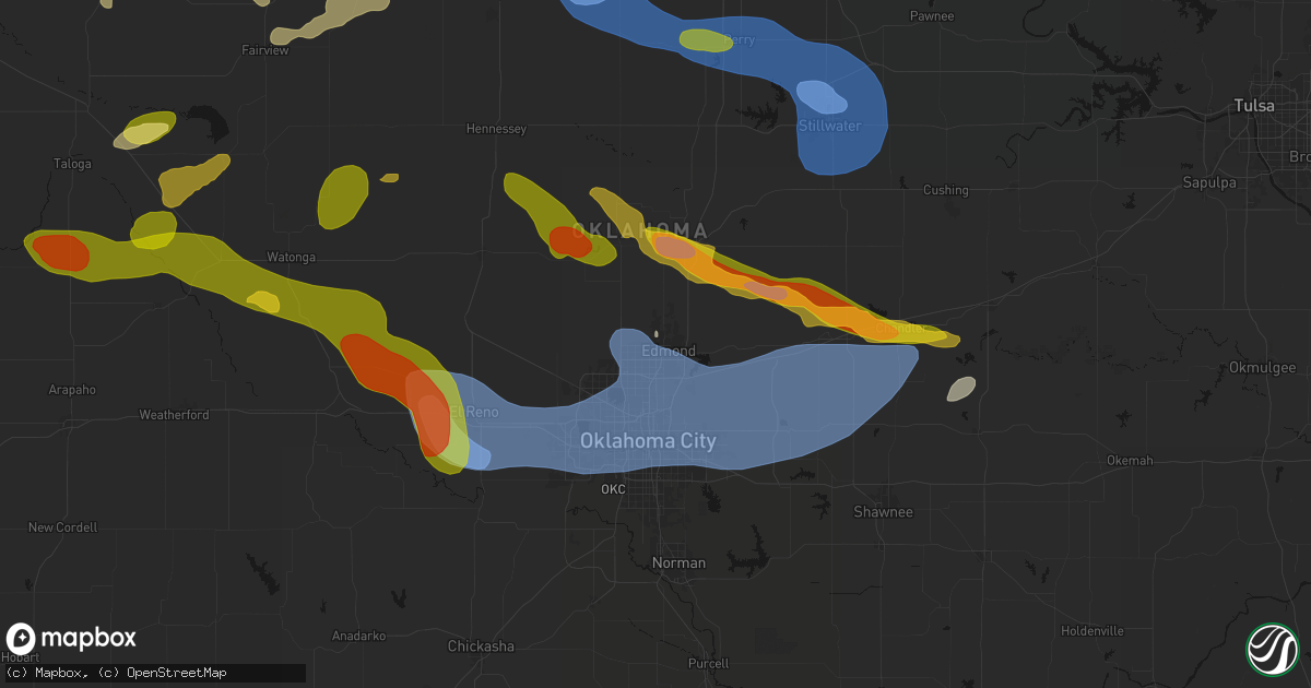 Hail map in Edmond, OK on June 26, 2026