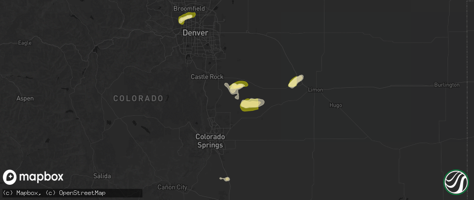 Hail map in Elbert, CO on June 26, 2026