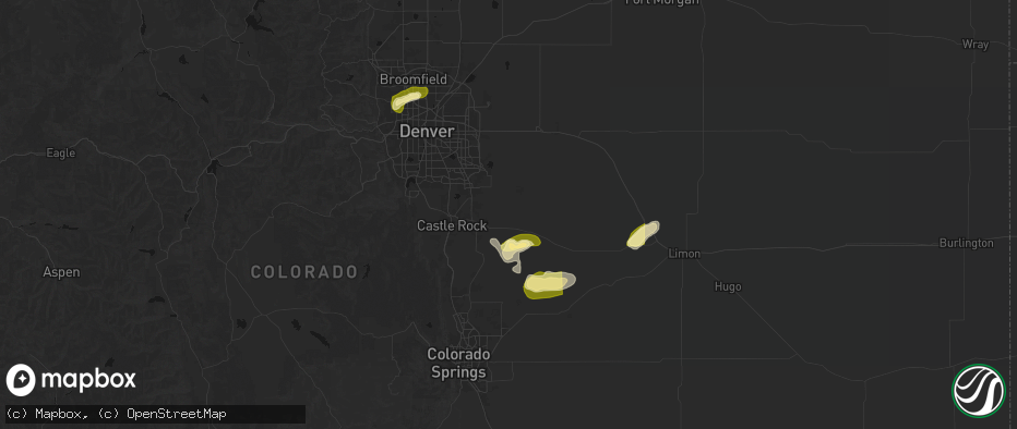 Hail map in Elizabeth, CO on June 26, 2026