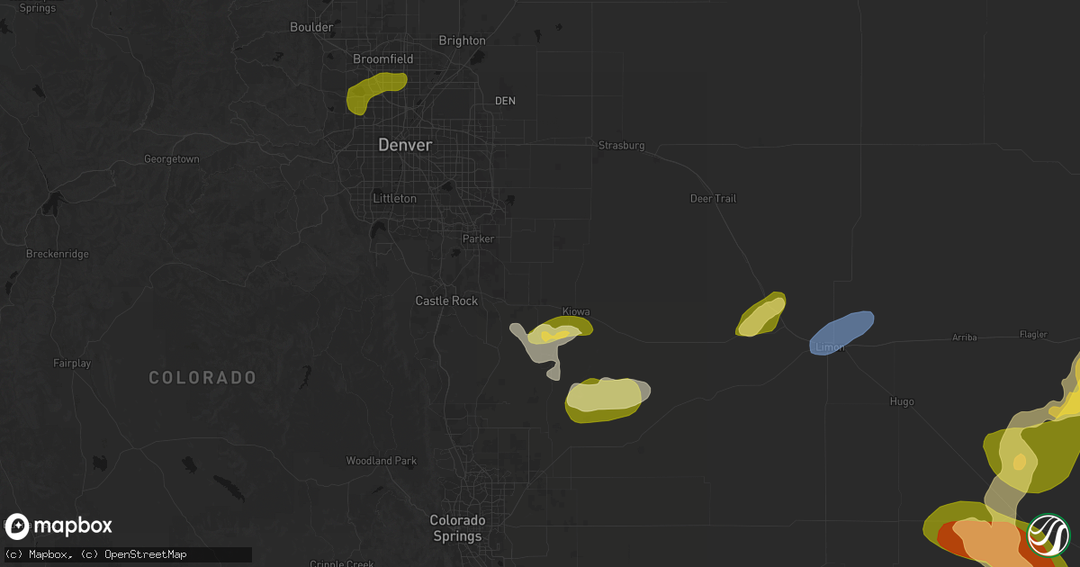 Hail map in Elizabeth, CO on June 26, 2026