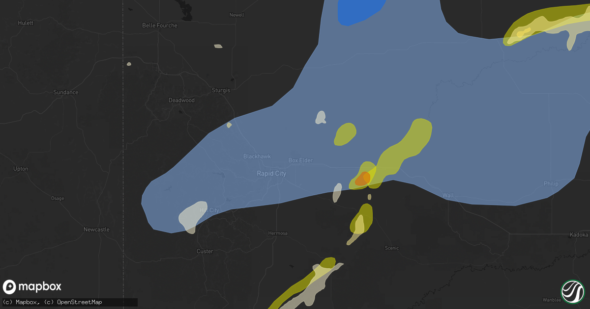 Hail map in Ellsworth Afb, SD on June 26, 2026