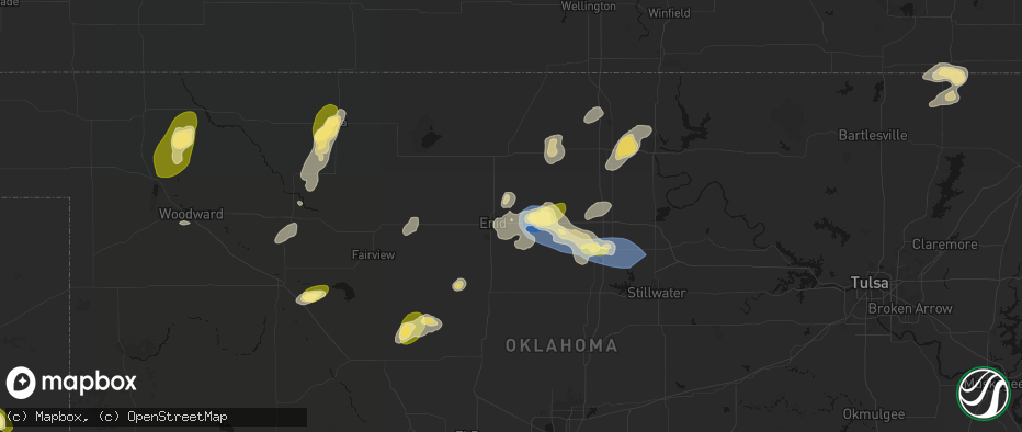 Hail map in Enid, OK on June 26, 2026
