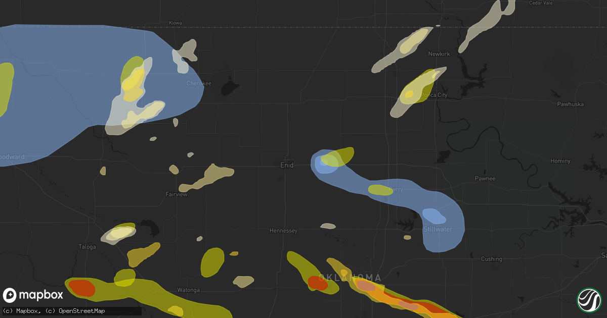 Hail map in Enid, OK on June 26, 2026