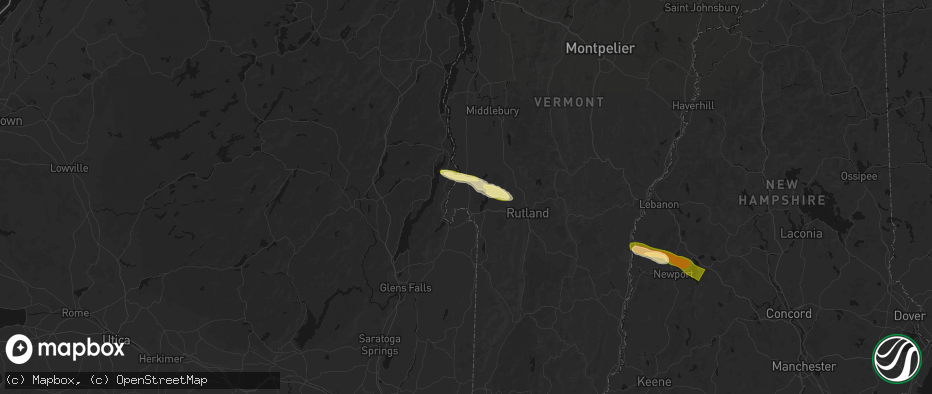 Hail map in Fair Haven, VT on June 26, 2026