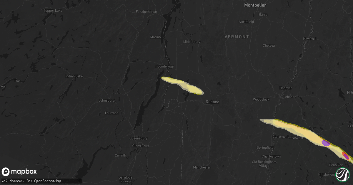 Hail map in Fair Haven, VT on June 26, 2026