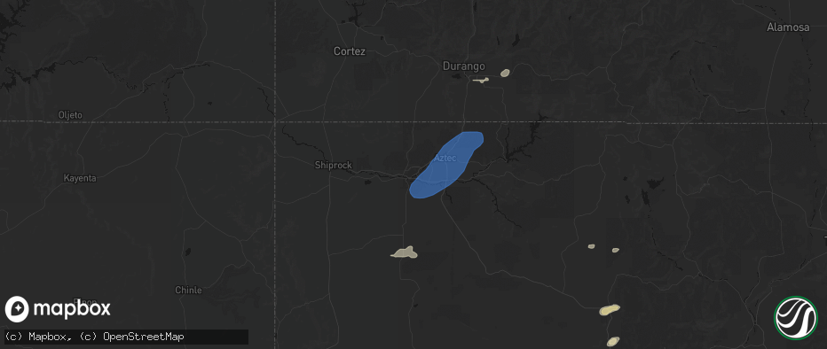 Hail map in Farmington, NM on June 26, 2026