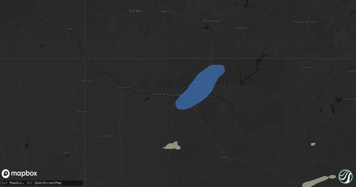 Hail map in Farmington, NM on June 26, 2026